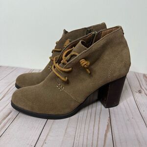 Sperry Women's Dasher Gale Boot Size 9 Block Heel Bootie Lace Up Tan Brown Suede